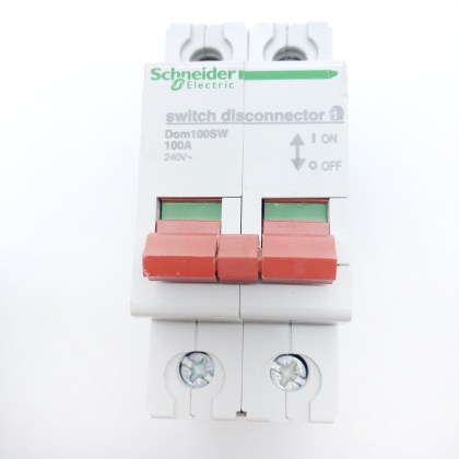 Schneider Electric Domae Dom100SW 100A 100 Amp 2 Double Pole Isolator Main Switch Disconnector